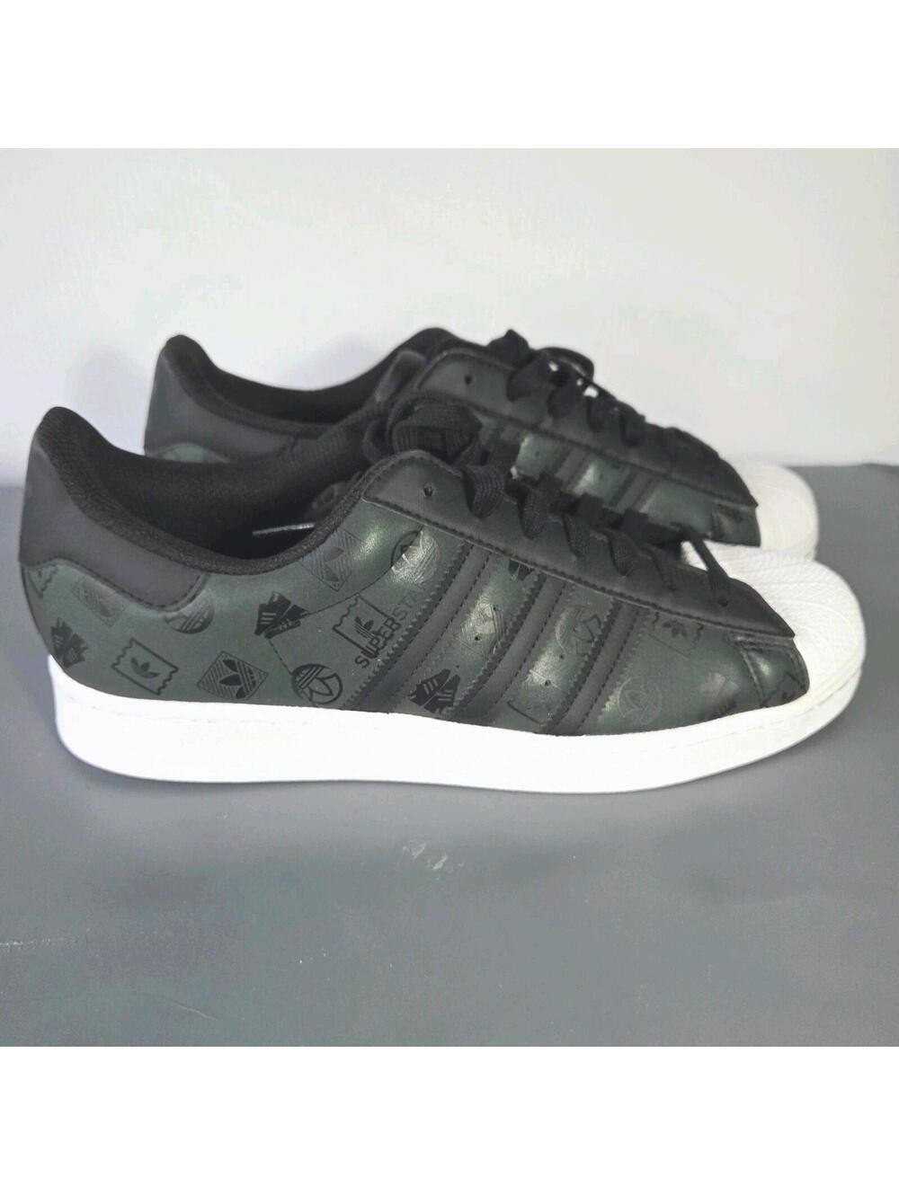 Size 10 - Mens Adidas Superstar Monogram Logo Reflective Dark Green Shell Tops